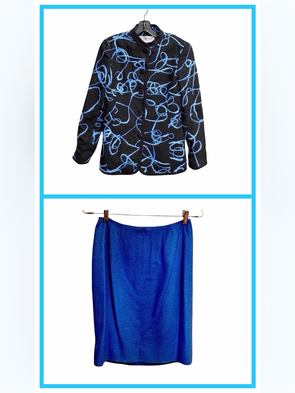 Carlisle Designer Jacket & Skirt Set | Abstract Blue Art Print
